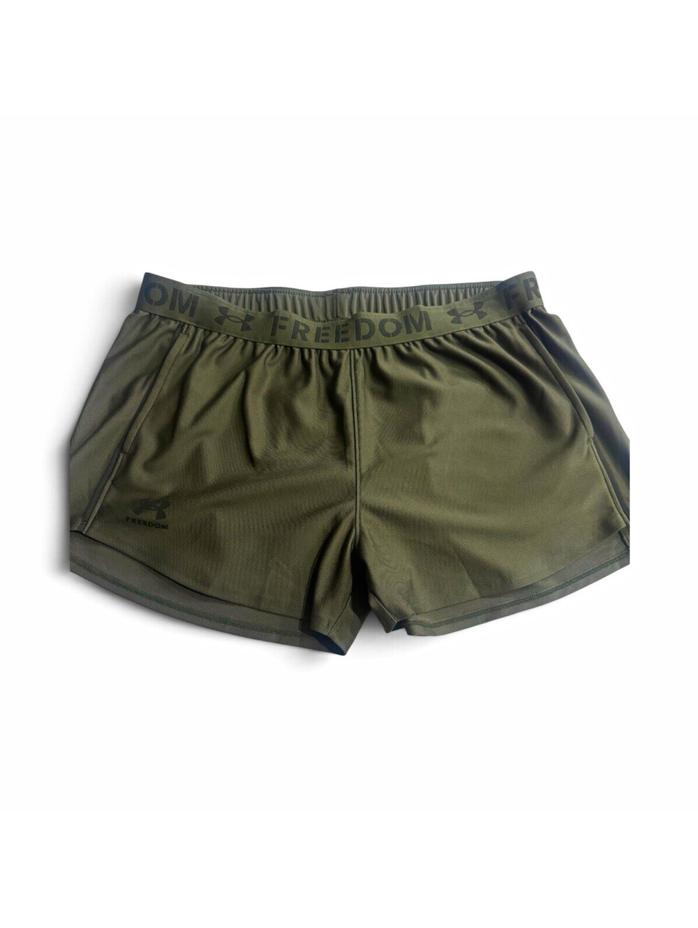 Under Armour Women's Freedom Play Up Shorts pockets green 3 in inseam size large